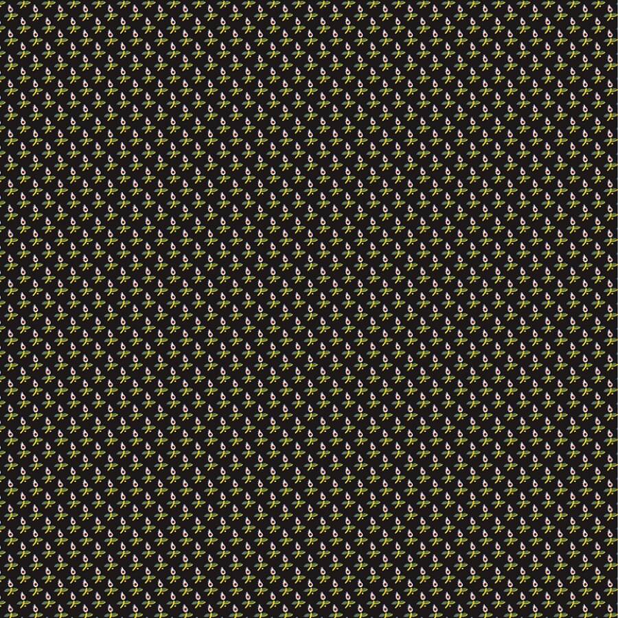 Ткань хлопок для пэчворка черный, цветы, Windham Fabrics (арт. 54733-2)