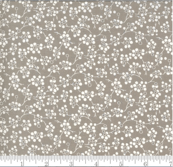Ткань хлопок пэчворк серый, цветы флора, Moda (арт. 20395-27)
