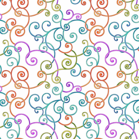 Ткань хлопок пэчворк белый разноцветные, завитки, Henry Glass (арт. 2126M-11)