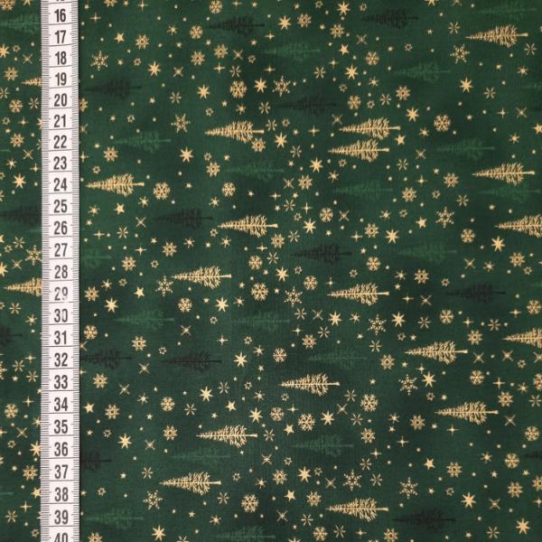 Ткань хлопок пэчворк зеленый золото, новый год, Stof (арт. 4598-800)