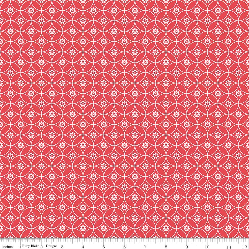 Ткань хлопок для пэчворка красный, геометрия, Riley Blake (арт. C6286-RED)
