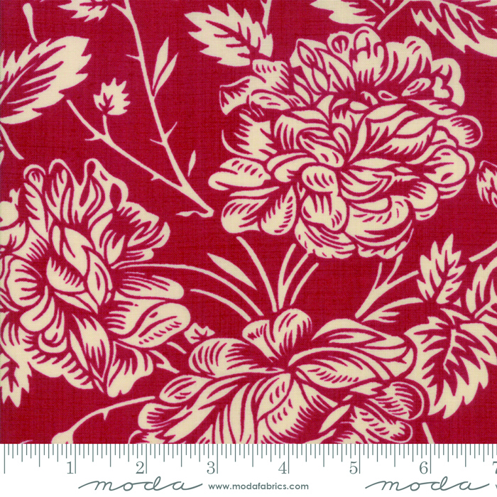 Ткань хлопок для пэчворка для одежды красный, цветы, Moda (арт. 5715-11)
