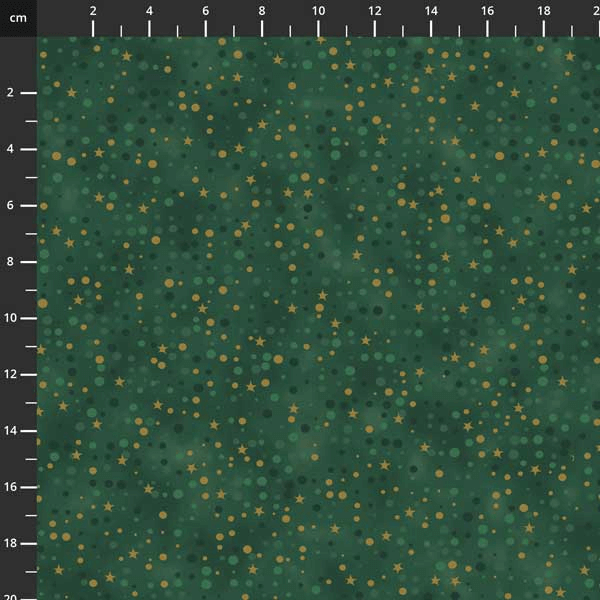 Ткань хлопок пэчворк зеленый золото, звезды новый год, Stof (арт. 4598-807)