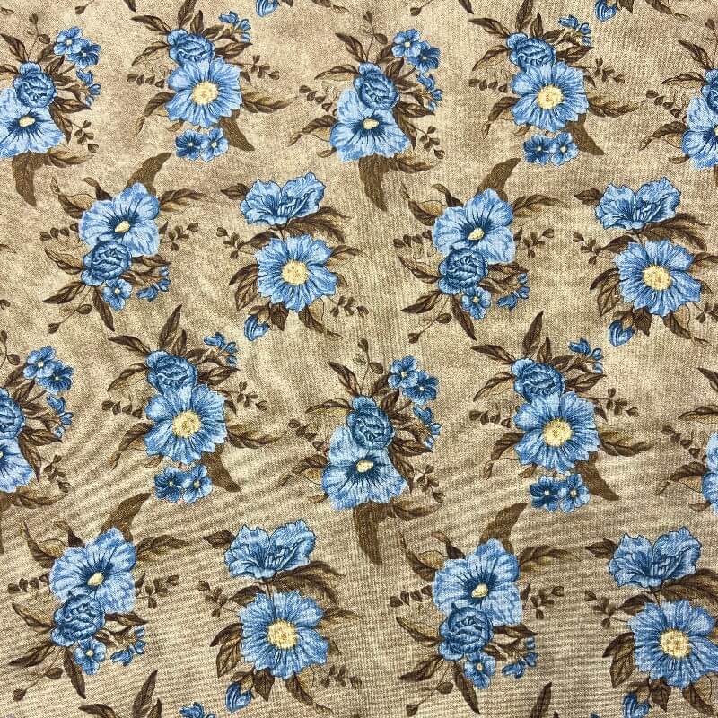 Ткань хлопок для пэчворка для одежды коричневый, цветы, Windham Fabrics (арт. 53890-2)