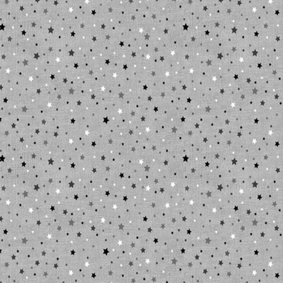 Ткань хлопок пэчворк серый, звезды, Stof (арт. 4512-959)
