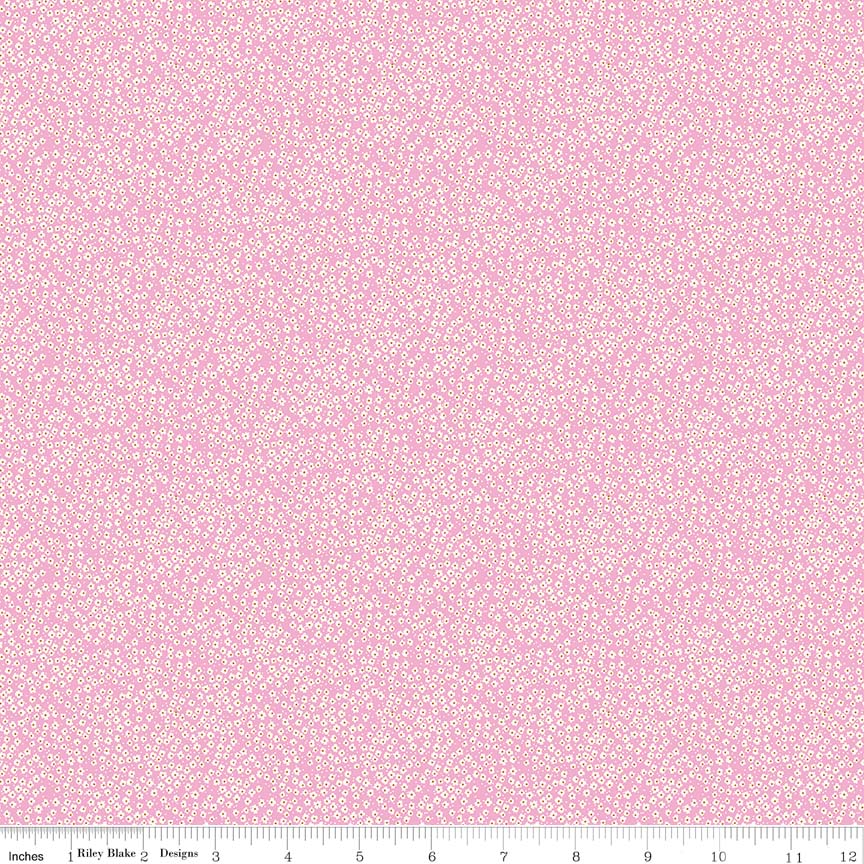 Ткань хлопок для пэчворка розовый, мелкий цветочек, Riley Blake (арт. C7476-PINK)