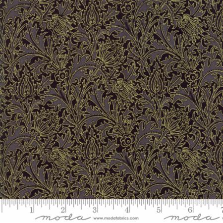 Ткань хлопок ткани на изнанку черный золото, флора, Moda (арт. )