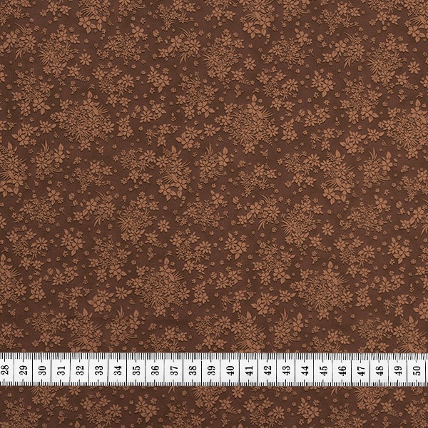 Ткань хлопок для пэчворка коричневый, цветы, ALFA (арт. AL-TX-BL-7)