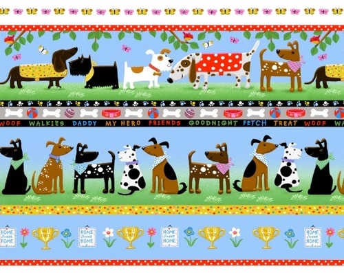 Ткань хлопок пэчворк разноцветные, бордюры детская тематика животные, Henry Glass (арт. 2009-17)
