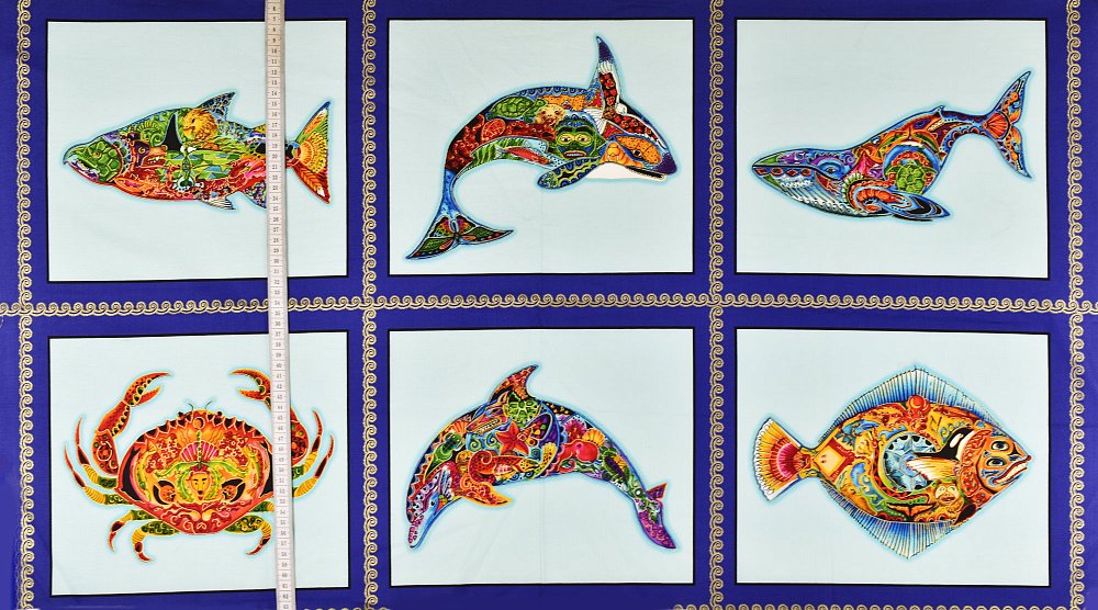 Ткань хлопок пэчворк разноцветные, морская тематика, ALFA (арт. П233)