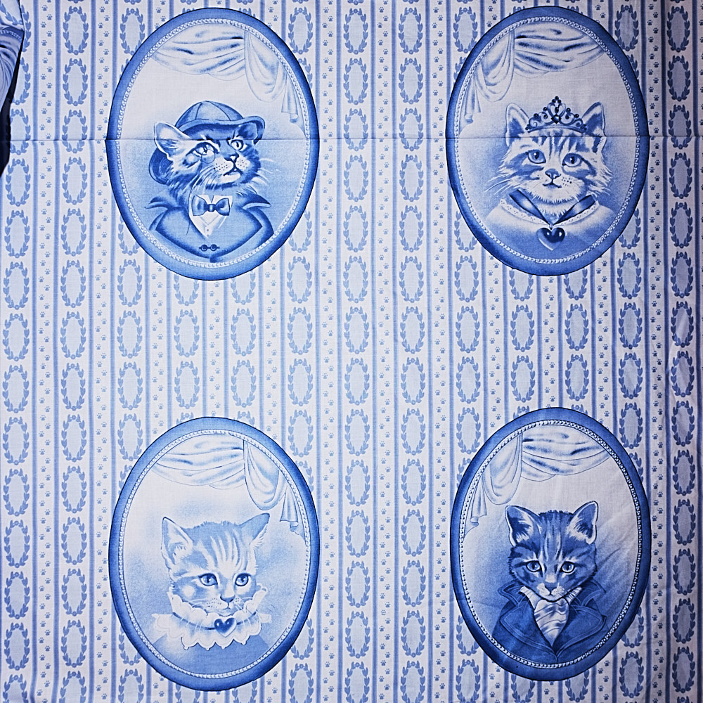 Ткань хлопок для пэчворка для одежды синий, коты и кошки, Michael Miller (арт. PC6333-AZUR-D)