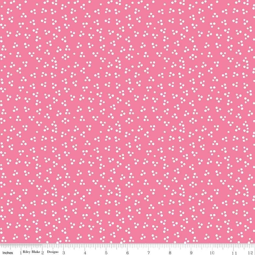 Ткань хлопок для пэчворка розовый, горох и точки, Riley Blake (арт. C7615-PINK)
