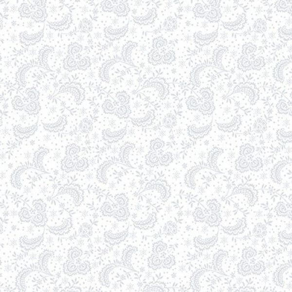 Ткань хлопок пэчворк белый, цветы, Henry Glass (арт. 401-01W)