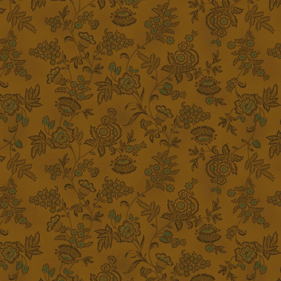 Ткань хлопок пэчворк коричневый, цветы, Henry Glass (арт. 675-33)