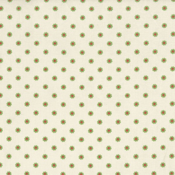 Ткань хлопок пэчворк зеленый бежевый оранжевый, мелкий цветочек, RJR (арт. 133801)