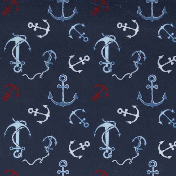 Ткань плюш пэчворк синий, морская тематика, Michael Miller (арт. SMZ7670-NAVY-D)