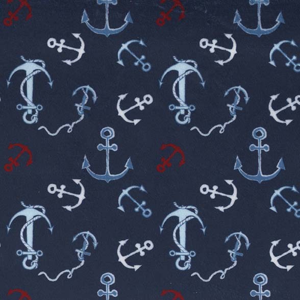 Ткань плюш для пэчворка синий, морская тематика, Michael Miller (арт. SMZ7670-NAVY-D)
