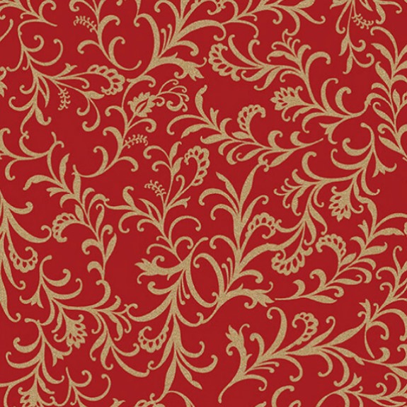 Ткань хлопок для пэчворка красный, цветы завитки, Benartex (арт. 14748M10B)