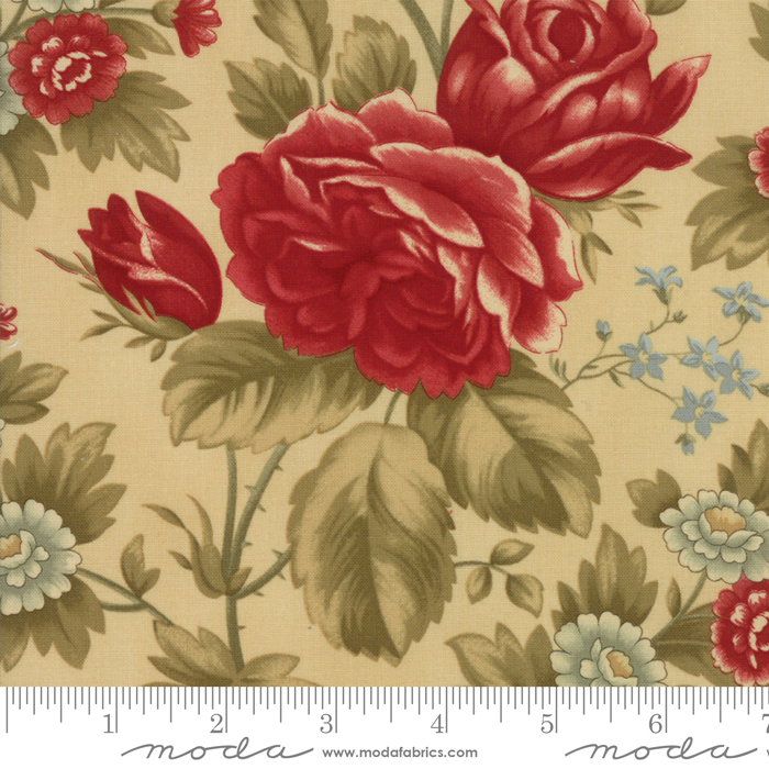 Ткань хлопок для пэчворка красный болотный, цветы, Moda (арт. 44180 11)