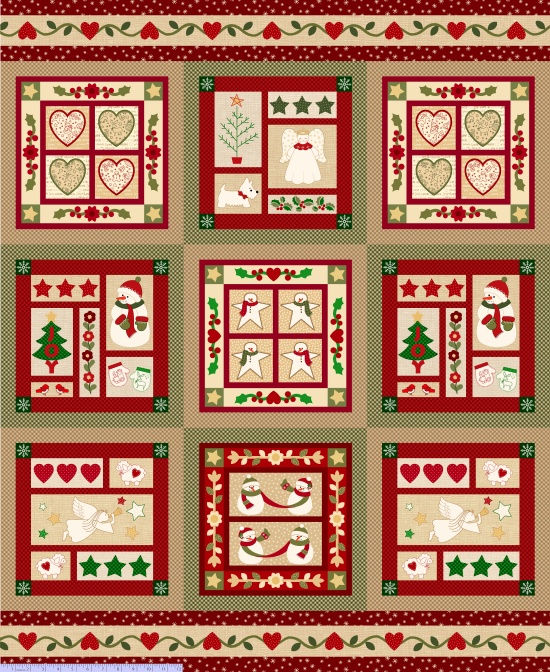 Ткань хлопок пэчворк красный зеленый бежевый, праздники новый год, Marcus Fabrics (арт. 243581)