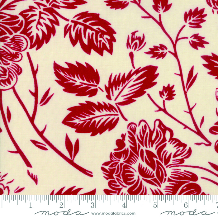 Ткань хлопок для пэчворка бордовый, цветы, Moda (арт. 13821 13)