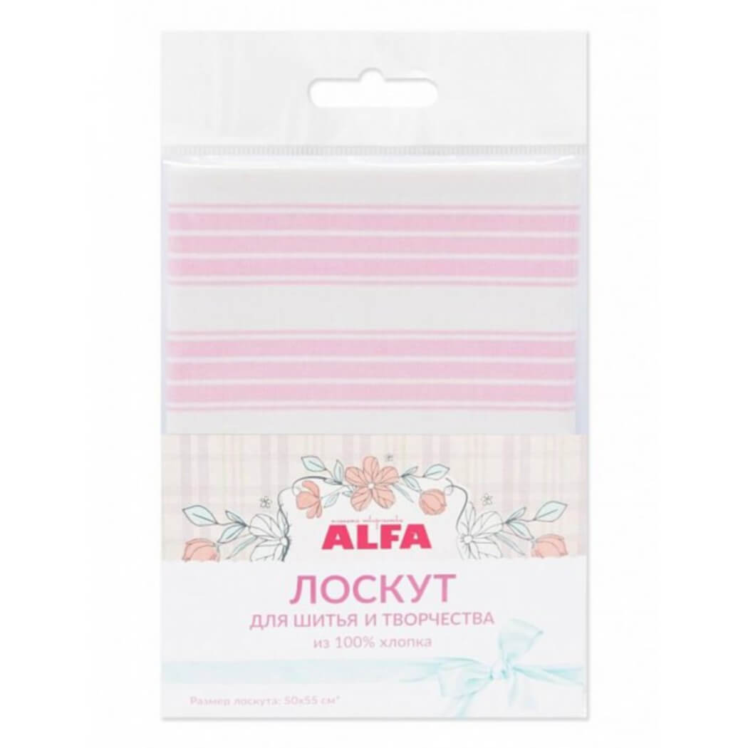 Ткань хлопок для пэчворка розовый, полоски, ALFA (арт. AL-81169-328-L)