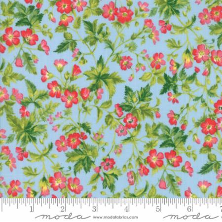 Ткань хлопок для пэчворка для одежды голубой, цветы, Moda (арт. 0110012)