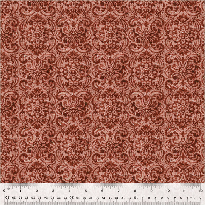 Ткань хлопок для пэчворка бордовый, винтаж дамаск, Windham Fabrics (арт. 54563-5)