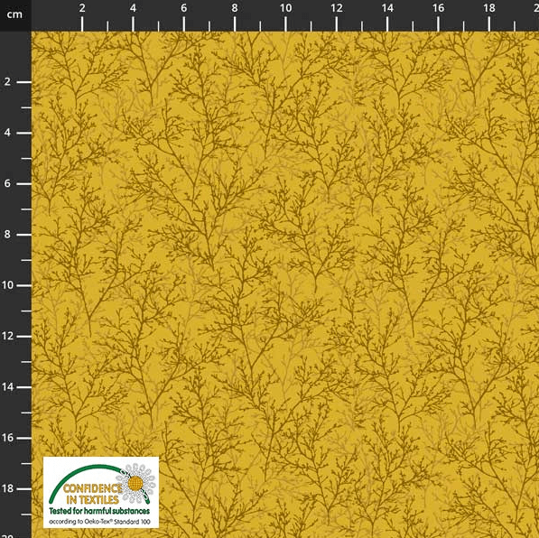 Ткань хлопок пэчворк желтый коричневый, флора, Stof (арт. 4501-470)