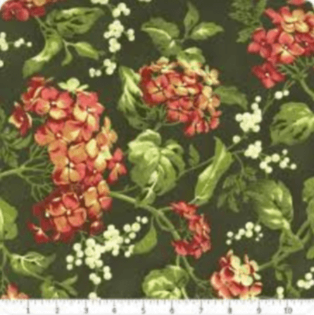 Ткань хлопок пэчворк зеленый, цветы флора, Maywood Studio (арт. MAS9850-G)