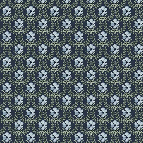 Ткань хлопок  синий, цветы, Michael Miller (арт. CX8103-NAVY-D)