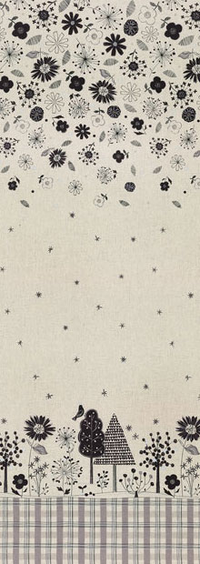 Ткань хлопок пэчворк серый, цветы природа, Lecien (арт. 240875)