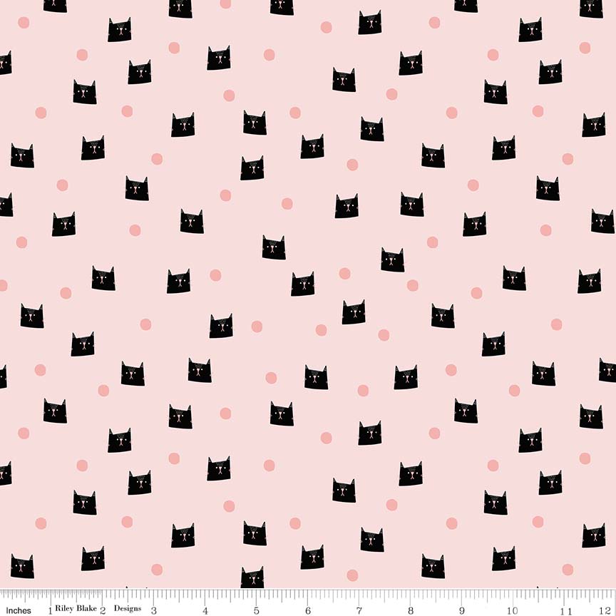 Ткань хлопок для пэчворка розовый, коты и кошки, Riley Blake (арт. C7844-PINK)