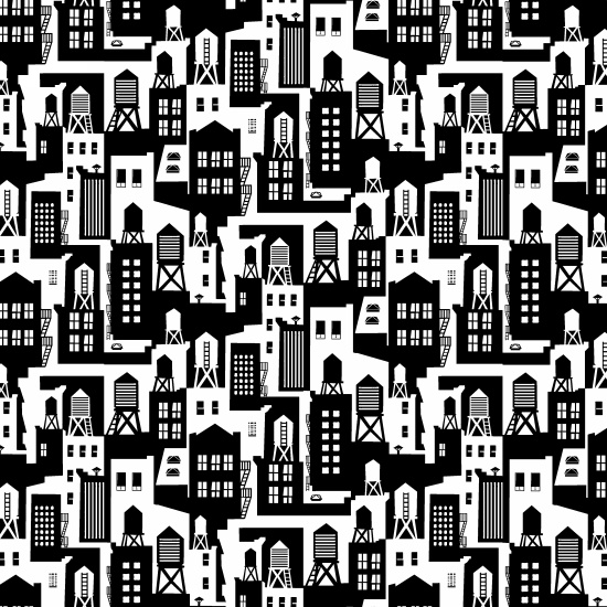 Ткань хлопок для пэчворка черный, страны и города, Blank Quilting (арт. 9491-99)