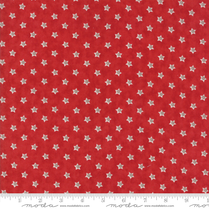 Ткань хлопок пэчворк красный, звезды, Moda (арт. 14867 13)