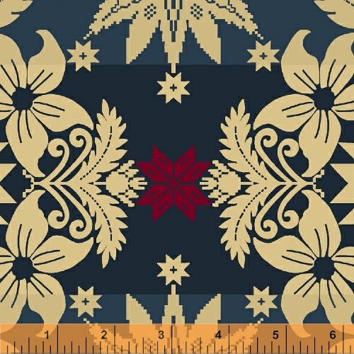 Ткань хлопок пэчворк красный синий бежевый, новый год, Windham Fabrics (арт. 70920)