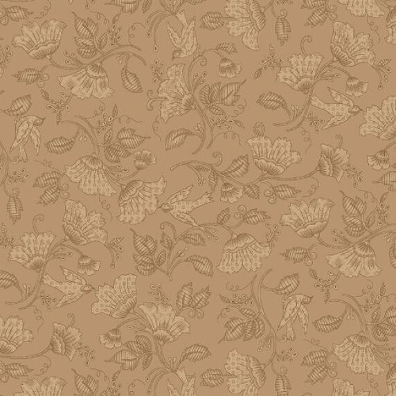 Ткань хлопок ткани на изнанку бежевый, цветы, Blank Quilting (арт. 2745-35)