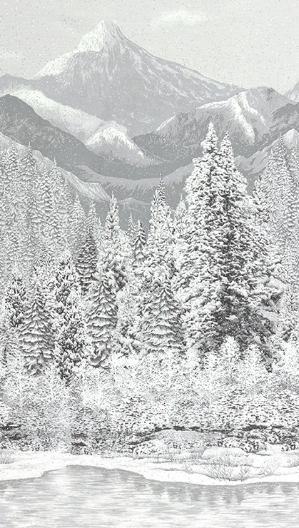 Ткань хлопок для пэчворка серый, новый год, Robert Kaufman (арт. SRKM-19267-88)