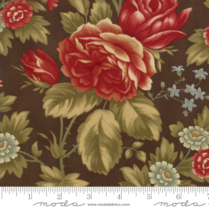 Ткань хлопок пэчворк красный болотный, цветы, Moda (арт. 255270)