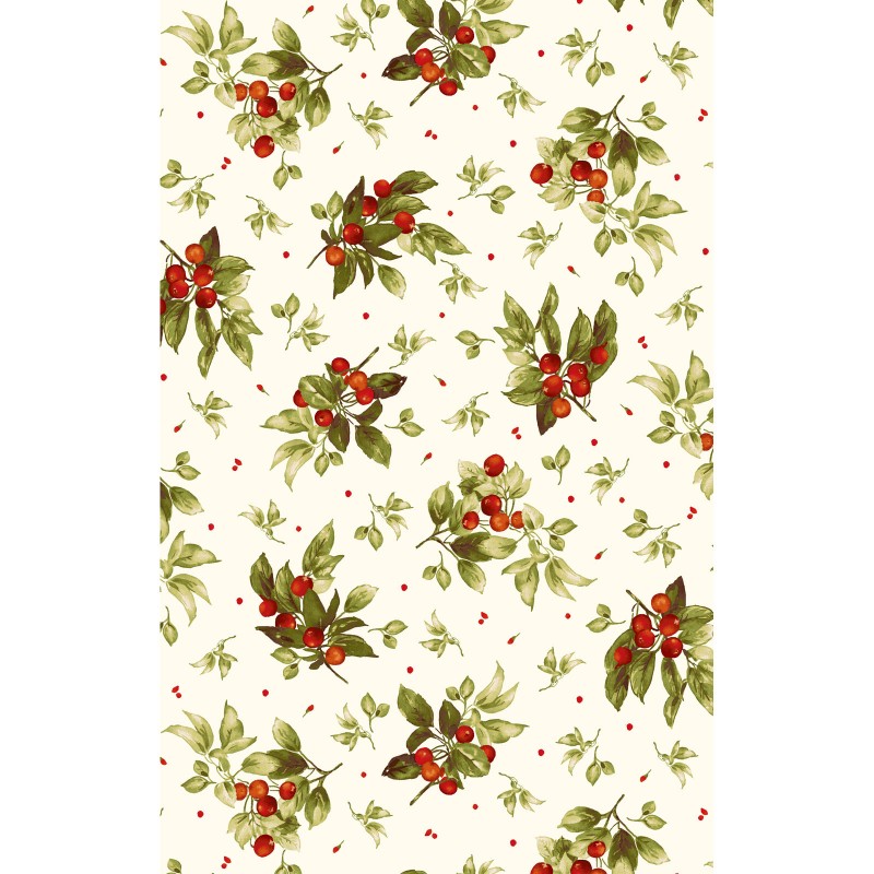 Ткань хлопок для пэчворка белый, цветы новый год, Maywood Studio (арт. MAS9303-E)