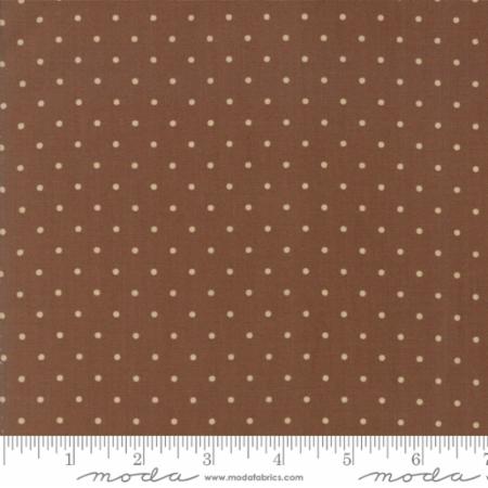 Ткань хлопок пэчворк коричневый, горох и точки, Moda (арт. 38067 14)