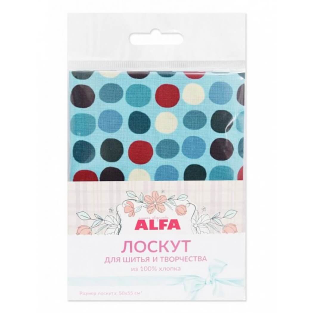 Ткань хлопок для пэчворка голубой, горох и точки, ALFA (арт. AL-81169-260-L)