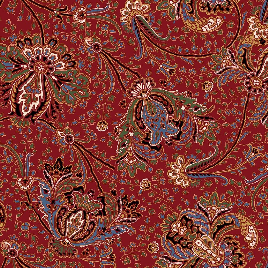 Ткань хлопок для пэчворка бордовый, цветы, Windham Fabrics (арт. 54726-1)
