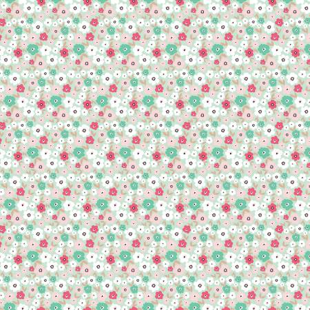 Ткань хлопок пэчворк разноцветные, мелкий цветочек цветы, Riley Blake (арт. SC8636-MINT)