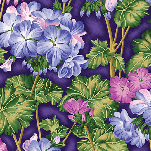 Ткань хлопок пэчворк фиолетовый, цветы, Benartex (арт. 425156B)
