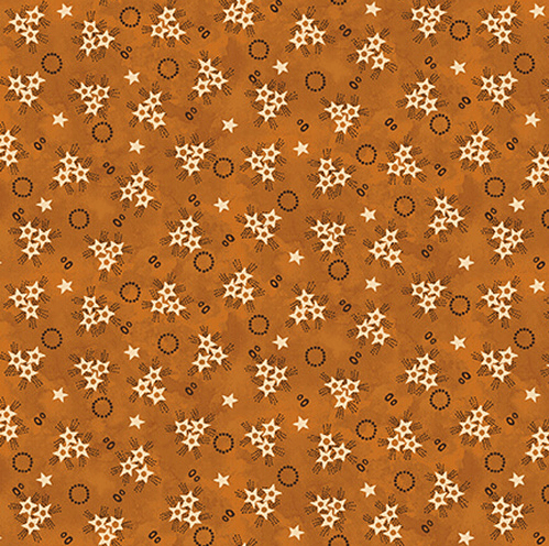 Ткань хлопок пэчворк коричневый белый, звезды горох и точки, Blank Quilting (арт. )