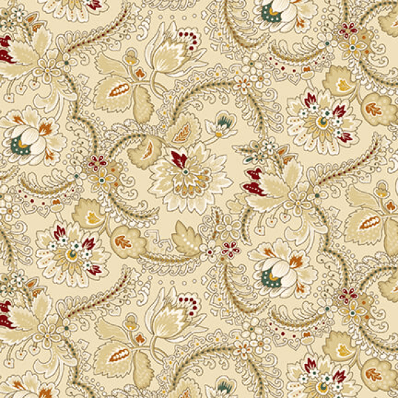 Ткань хлопок ткани на изнанку бежевый, цветы, Henry Glass (арт. 459-44)