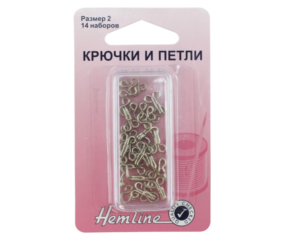 Крючки и петли пришивные Hemline арт. 400.2 бельевые никель, № 2
