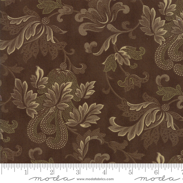 Ткань хлопок пэчворк коричневый, цветы, Moda (арт. 44182 13)