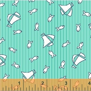 Ткань хлопок для пэчворка зеленый, морская тематика, Windham Fabrics (арт. 229167)